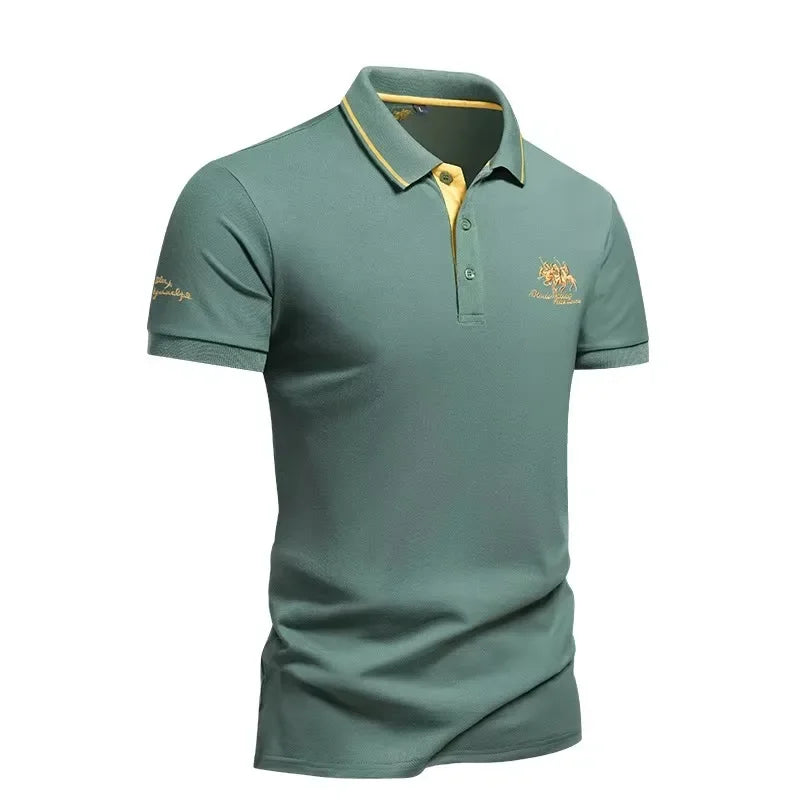 Men's Short Sleeved Embroidered Polo T-Shirt Lightweight Casual Golf Shirts