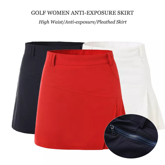 Golf Skirt / Skort Ladies Anti-Exposure Golf Pencil Skirt Womens High Waist Sports Skort Pleated