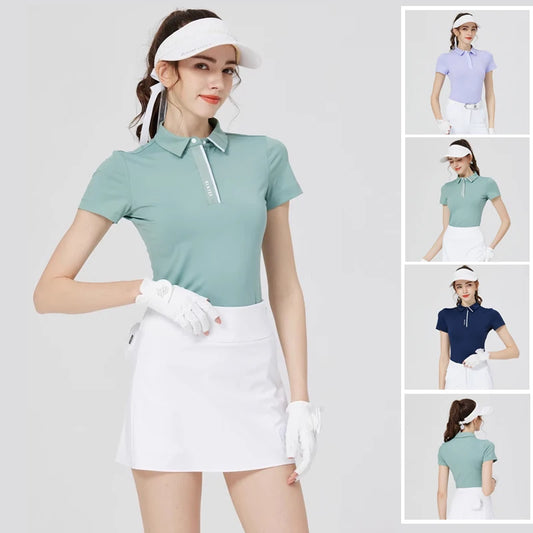 Golf Women's Top Simple Quick-drying Slim-fitting Short-sleeved T-shirt Lapel Sports Jersey