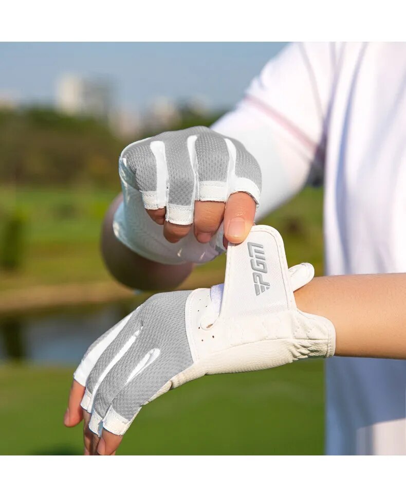 Women's Open Finger Golf Gloves Breathable Mesh UV Sunscreen Material