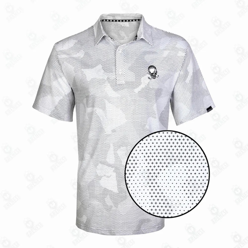 Men's Summer Golf White Shirt Pro Cool Stretch Fashion Polo Sports Casual Clothes