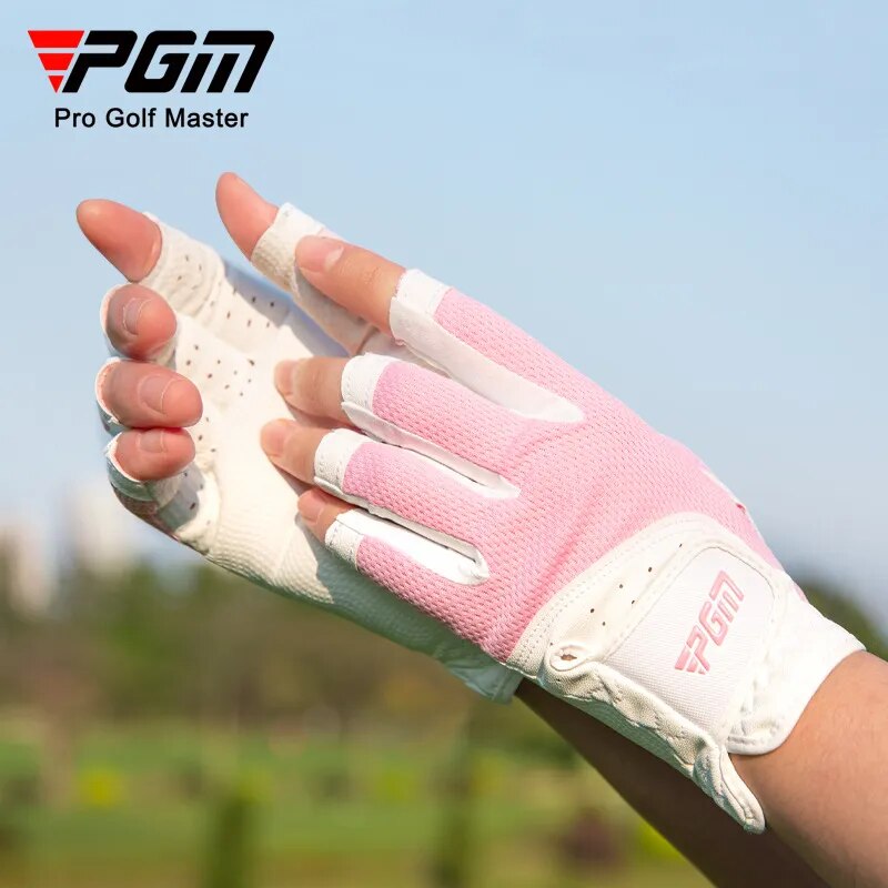 Women's Open Finger Golf Gloves Breathable Mesh UV Sunscreen Material