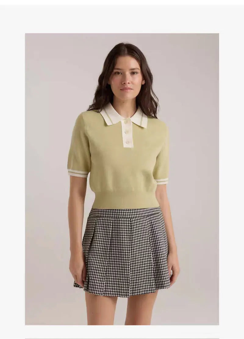 Women's Golf Knitted Shirt, Spring/Summer Women's Knitted Sports T-shirt, Comfortable, Breathable