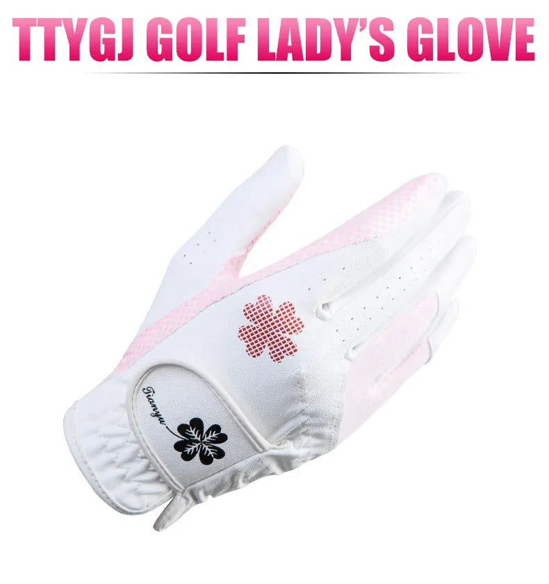 Womens Golf Gloves Leather Left and Right Hand 1 Pair of Anti Slip Breathable Gloves.