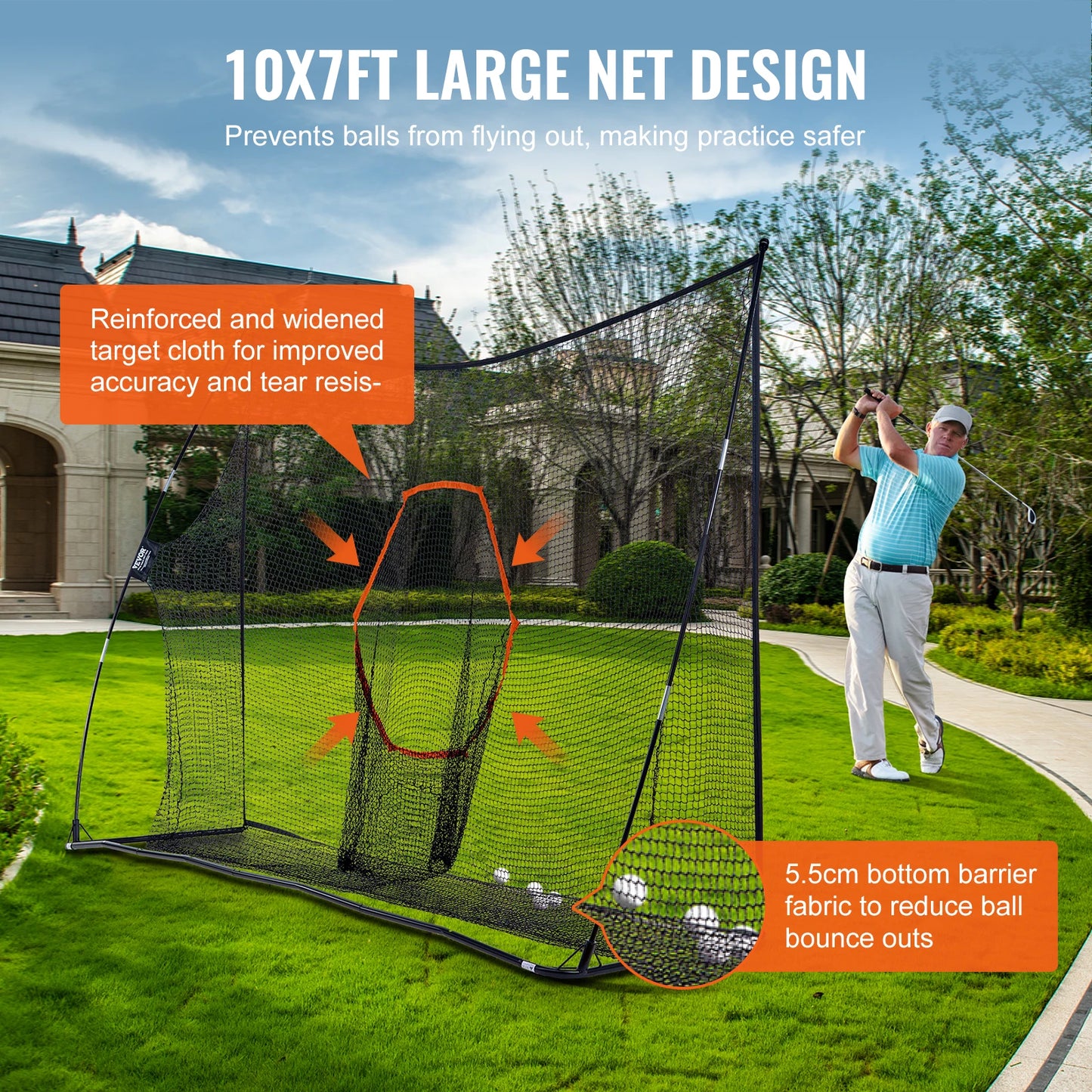 Golf Practice Hitting Net, Huge 10.8x7ft Golf Net, Personal Driving Range for Indoor /  Outdoor