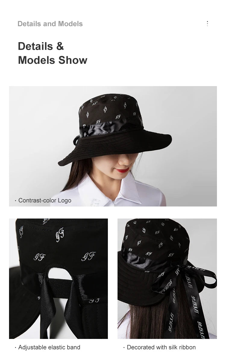 Golf Women's Versatile Wide Brim Hat Sun Protection Black Fashion Golf Hat Outdoor Women's Cap