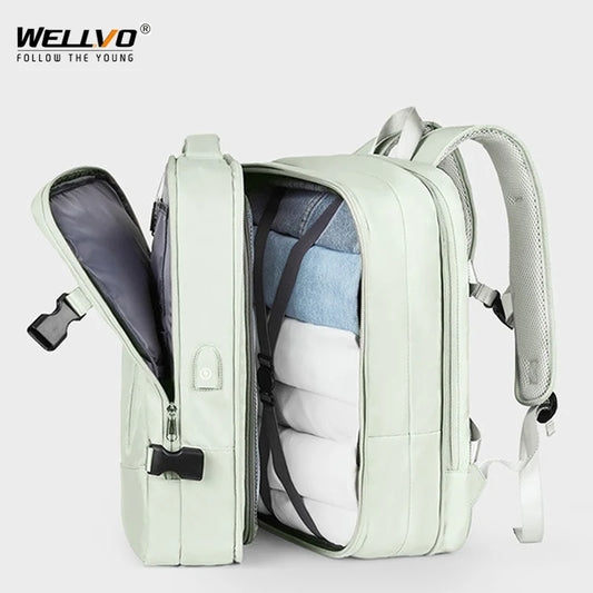 Extendible Travel Backpack Unisex Laptop Bag Large Luggage Bags Business USB Charger