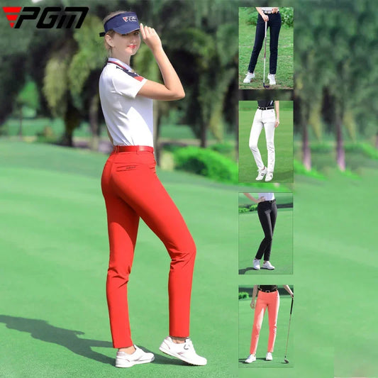 Female Slim Elastic Golf Trousers Women Breathable Casual Golf Pants Leisure with Pockets XS-XXXL