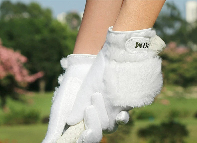 Golf Women's Gloves Plush Thickened Rabbit Like Fur Thermal Gloves 1 Pair