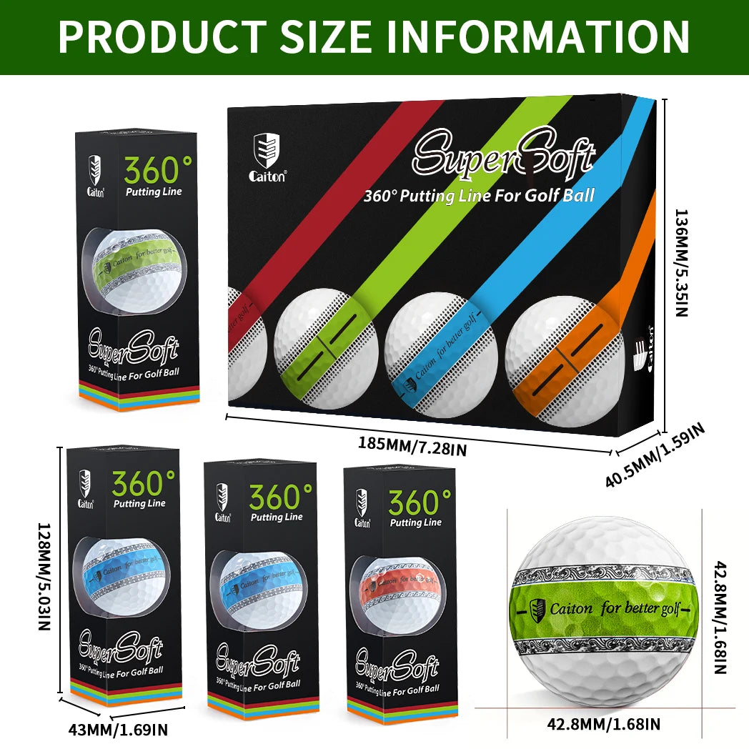 3-Layer Golf Ball, 360 ° Shooting Line, Making your Putt more accurate 12, 24, 36 Pcs