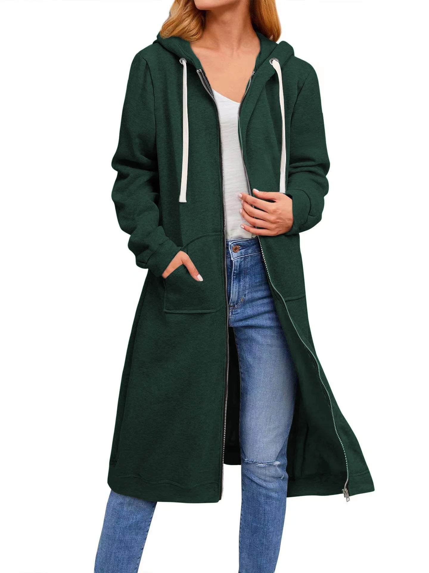 Plus Size Hoodies for Women Casual Full Zip Hoodies Comfortable Women's Long Fashionable Sweatshirts With Pockets
