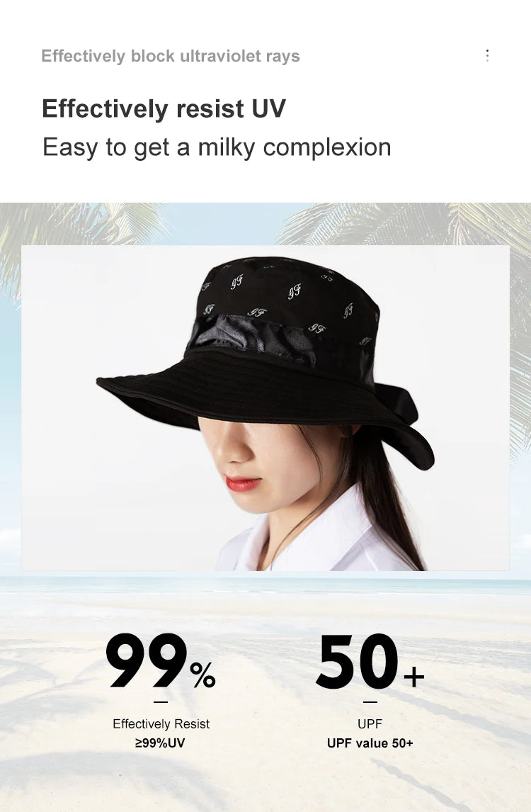 Golf Women's Versatile Wide Brim Hat Sun Protection Black Fashion Golf Hat Outdoor Women's Cap