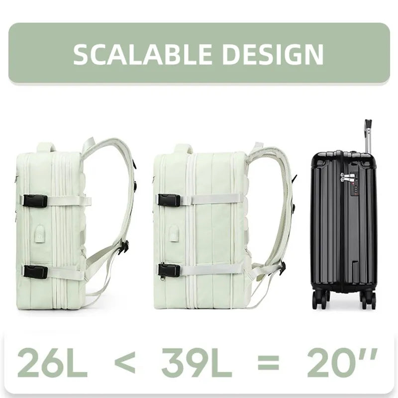 Extendible Travel Backpack Unisex Laptop Bag Large Luggage Bags Business USB Charger