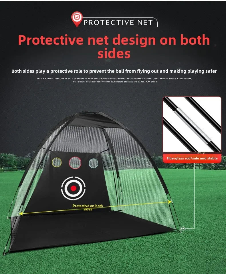Golf Practice Net with Cutting Rod Hitting Cage Indoor OutdoorGolf Equipment