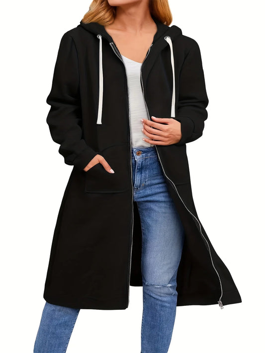 Plus Size Hoodies for Women Casual Full Zip Hoodies Comfortable Women's Long Fashionable Sweatshirts With Pockets