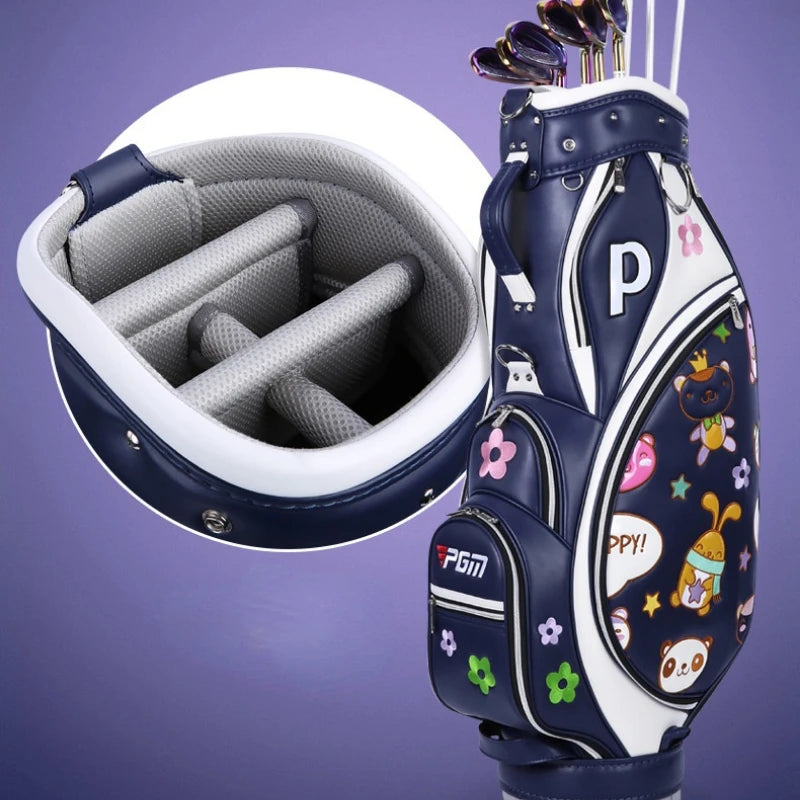 Women Standard Golf Bag Waterproof Microfiber Real Leather 13-14 Clubs Fashion Club Bag