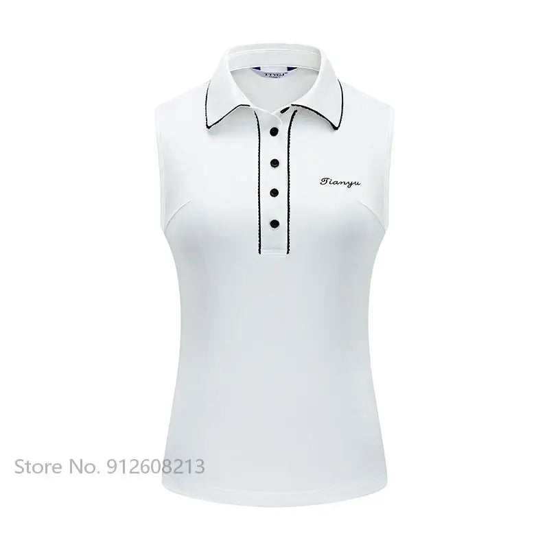 Female Sleeveless Polo T-shirts Golf Clothing Women Quick-Drying Golf Shirts Collar Sports Tops S-XL