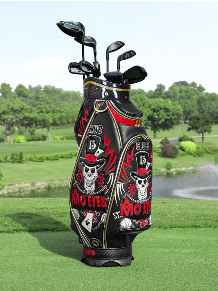 Luxury Mens Golf Bag Standard 13pcs Clubs Waterproof Crystal Leather 3D Embroidered QB112