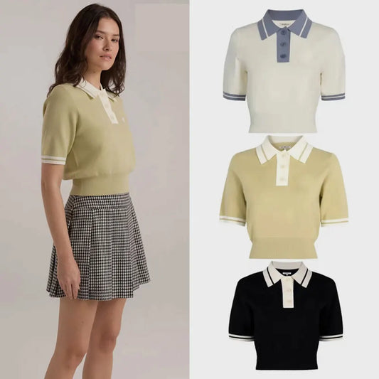 Women's Golf Knitted Shirt, Spring/Summer Women's Knitted Sports T-shirt, Comfortable, Breathable