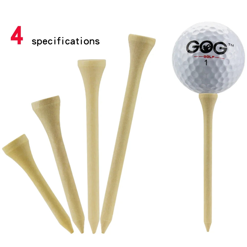 100Pcs Pack Golf Tees 4 Sizes Wooden Golf Ball Tees
