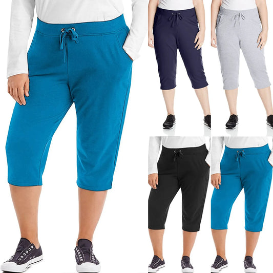 Women's Plus Size Drawstring Stretch Shorts Yoga Pants Sweatpants, French Shorts Women's Shorts Sweatpant