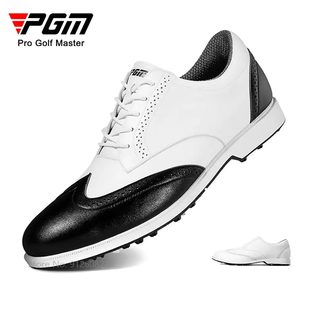 Mens Waterproof Leather Golf Shoes Brogue Style Leisure Golf Shoes