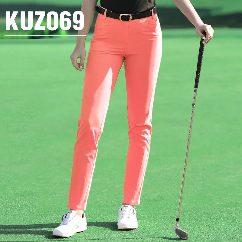 Female Slim Elastic Golf Trousers Women Breathable Casual Golf Pants Leisure with Pockets XS-XXXL