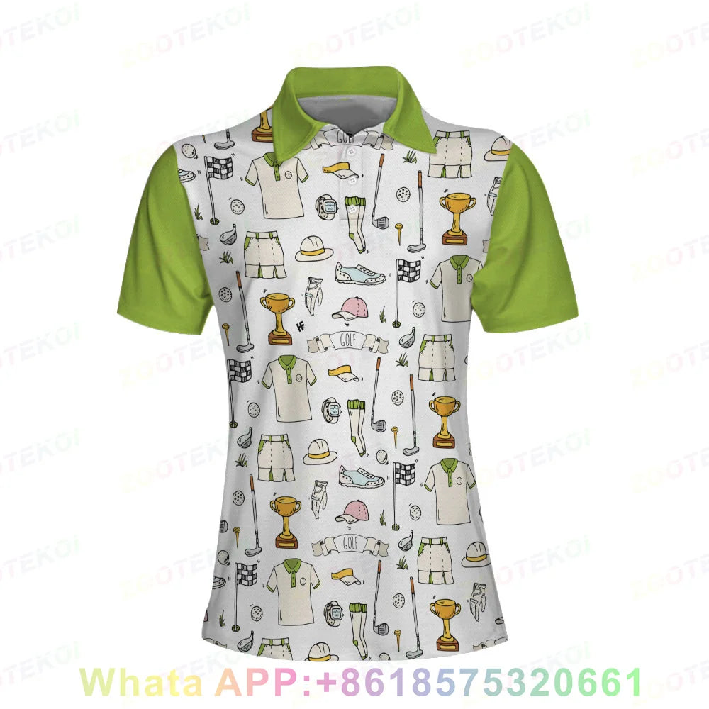 Women Golf T-Shirt Quick-Drying Breathable Polo Shirts Sports Short Sleeved Lapel Buttons Golf T-shirt