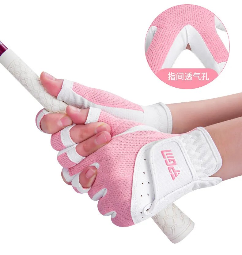 Women's Open Finger Golf Gloves Breathable Mesh UV Sunscreen Material