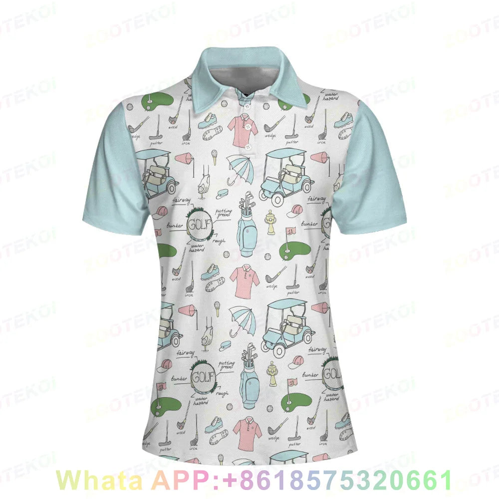 Women Golf T-Shirt Quick-Drying Breathable Polo Shirts Sports Short Sleeved Lapel Buttons Golf T-shirt