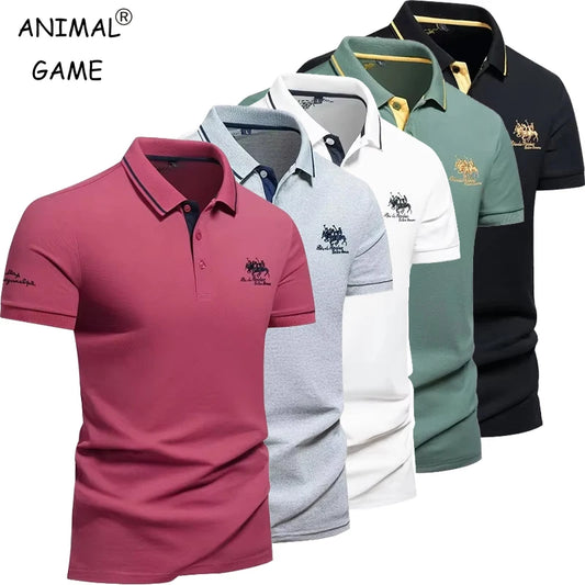 Men's Short Sleeved Embroidered Polo T-Shirt Lightweight Casual Golf Shirts