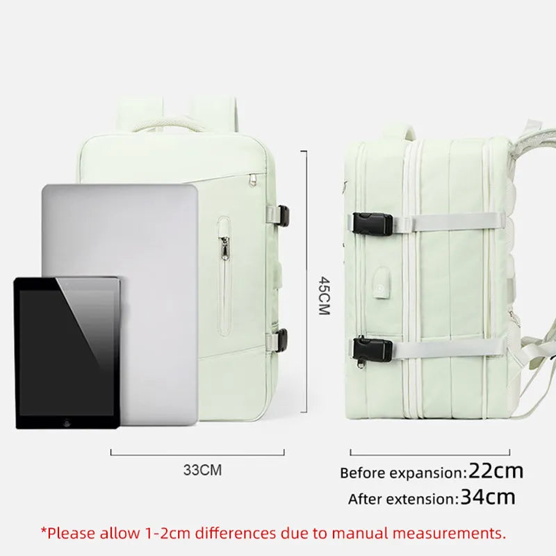 Extendible Travel Backpack Unisex Laptop Bag Large Luggage Bags Business USB Charger