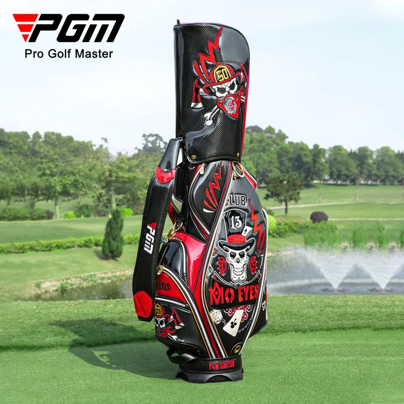 Luxury Mens Golf Bag Standard 13pcs Clubs Waterproof Crystal Leather 3D Embroidered QB112