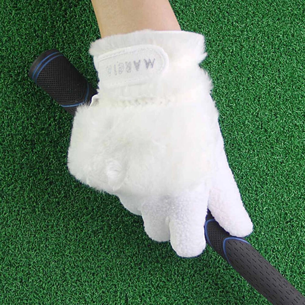 1Pair Women Winter Golf Gloves Anti-slip Artificial Rabbit Fur Warmth Fit for Left and Right Hand