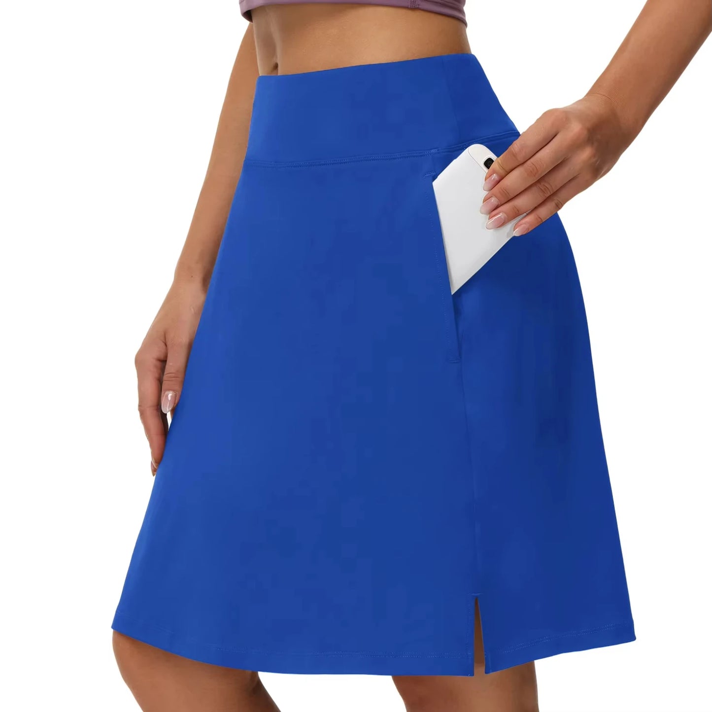 Knee Length Skorts  Woman 4 Pockets High Waisted Women's Golf Skirts Long Athletic Skirt with Shorts