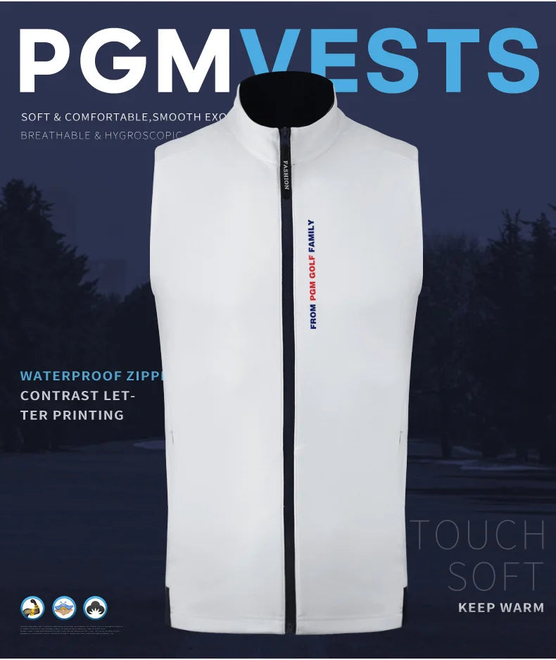 Men's Golf Vest Warm/ Stand Collar Vests Golf Clothing Mens