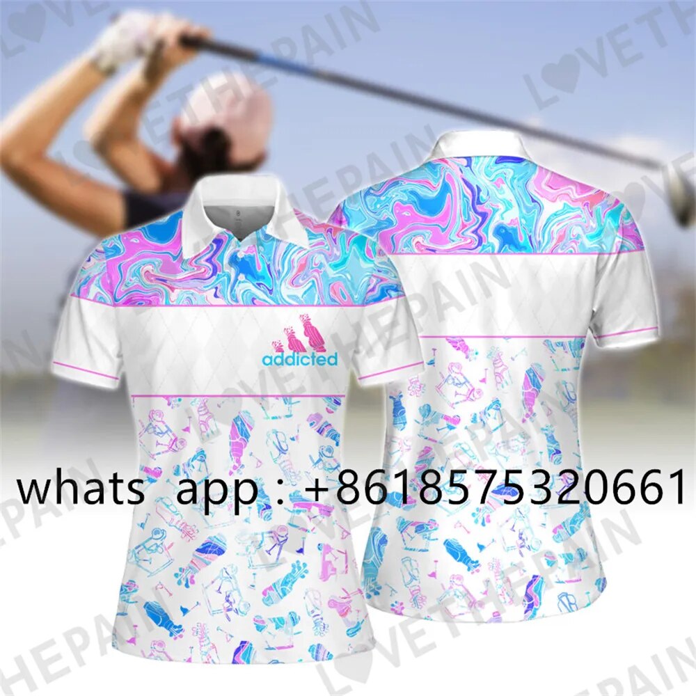 Womens Sports Golf Shirt Breathable Print Apparel