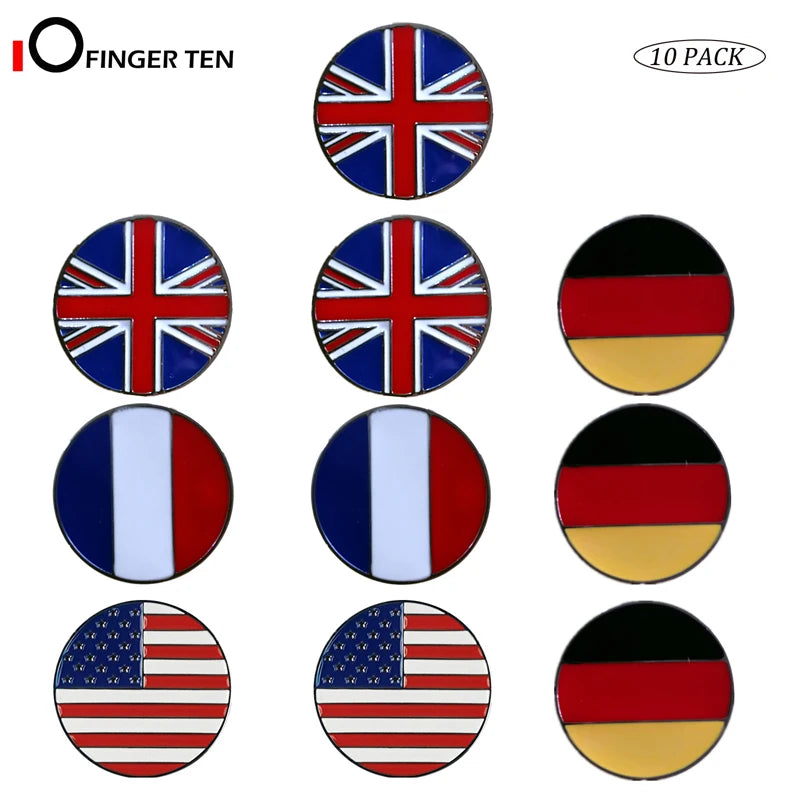 10 Pack Assorted Patterns Golf Ball Markers