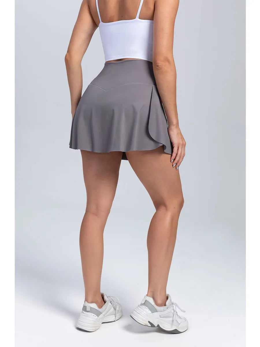 Women Sports Skirt With Pockets Shorts Crossover High Waisted Golf Skort.