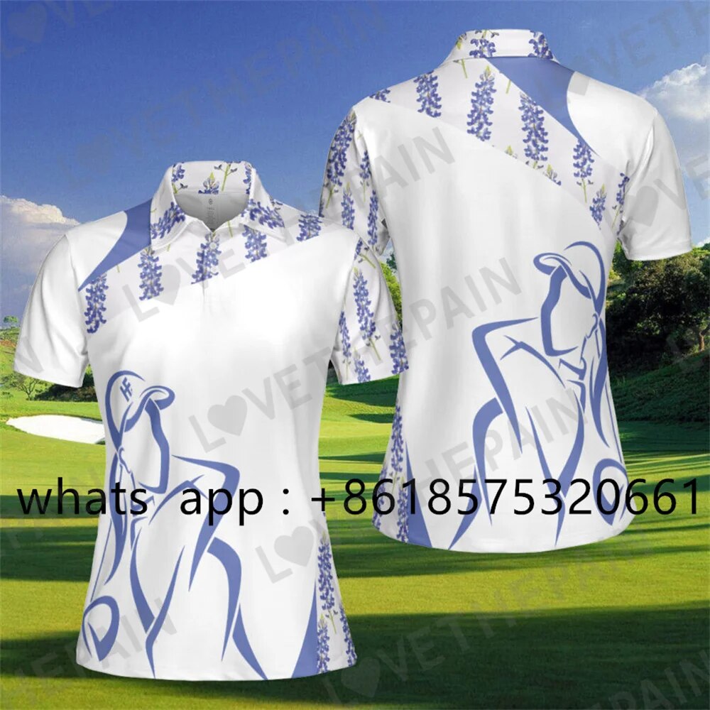 Womens Sports Golf Shirt Breathable Print Apparel