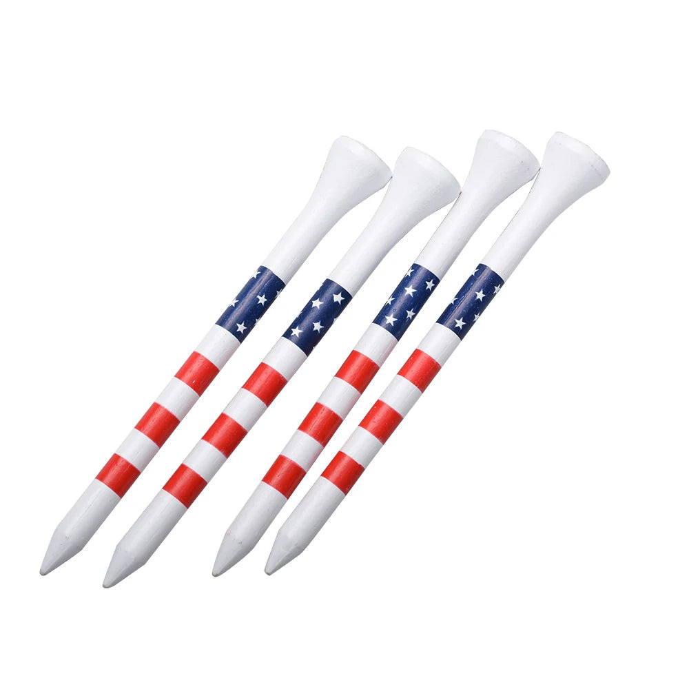 50pcs American Flag Style Durable Bamboo Golf Tees Of (3-1/4'' & 2-3/4'')  Length Golf Tees