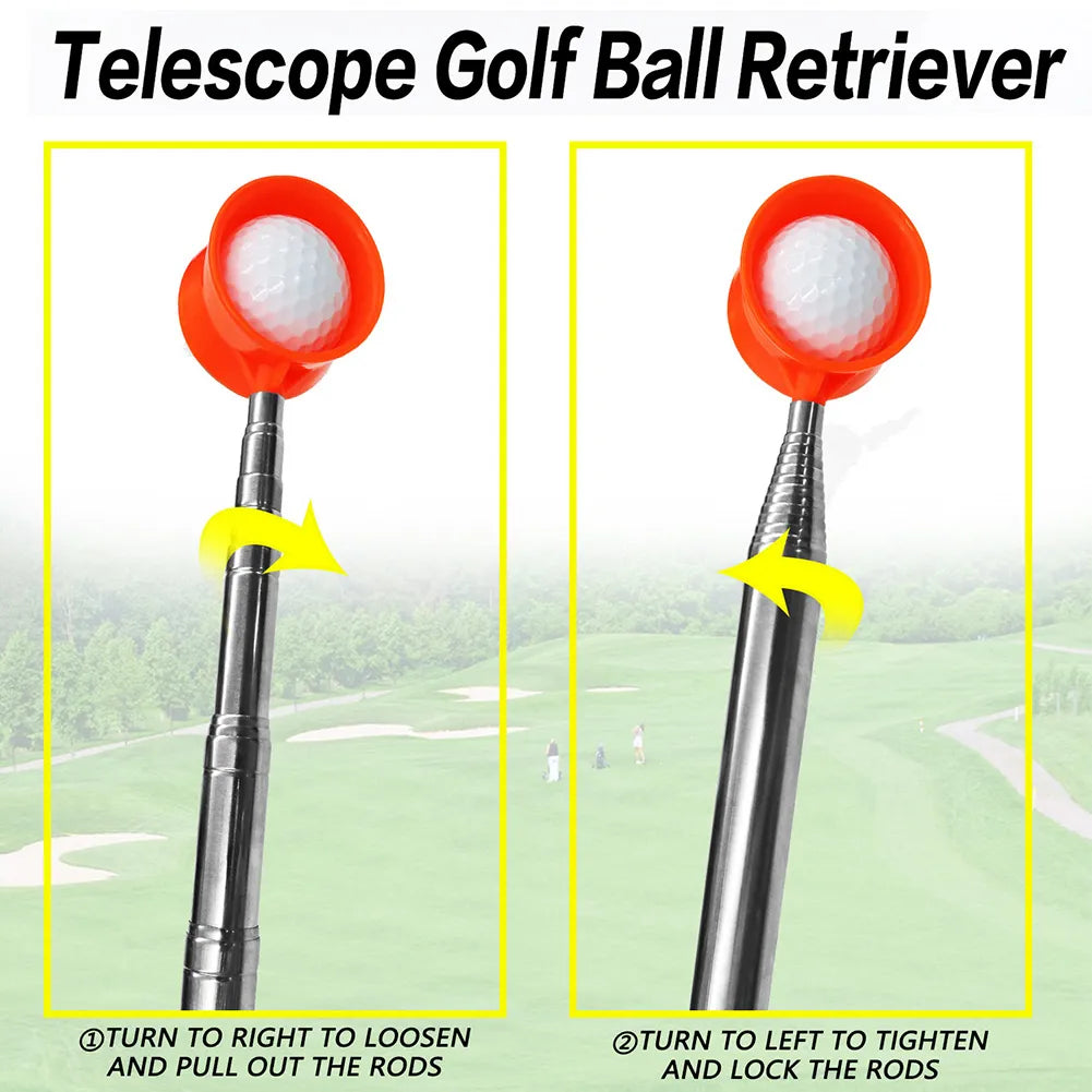 1.3Ft to12 Ft Golf Ball Retriever 10 Sections Stainless Steel Telescopic Ball Picker, Grabber Extendable Golf Training Aid.