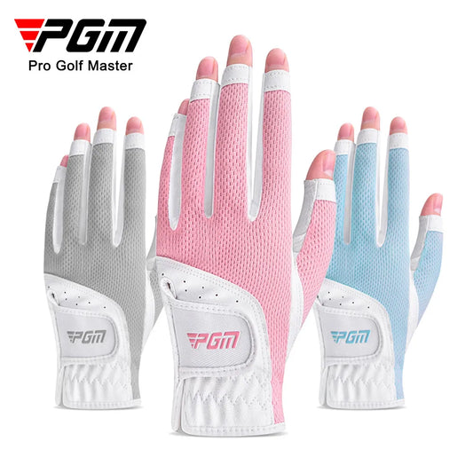 Women's Open Finger Golf Gloves Breathable Mesh UV Sunscreen Material