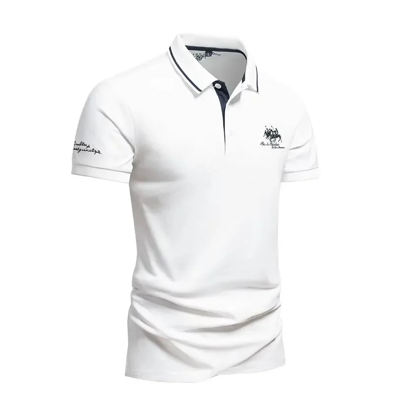 Men's Short Sleeved Embroidered Polo T-Shirt Lightweight Casual Golf Shirts