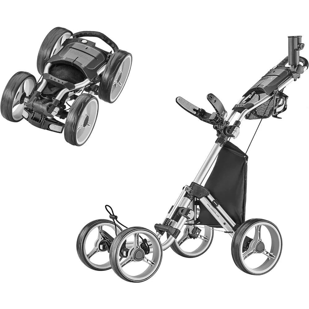 Caddy Teck Explorer V8 - Super Lite 4 Wheel Golf Push Cart, Explorer Version 8