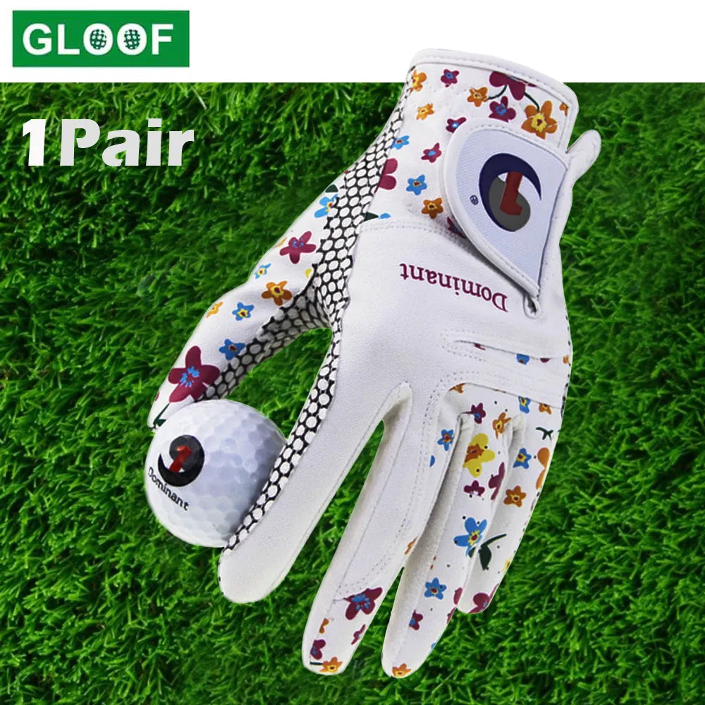 Golf Gloves, Womens, Ladies, Leather Both Hands, Non-Slip