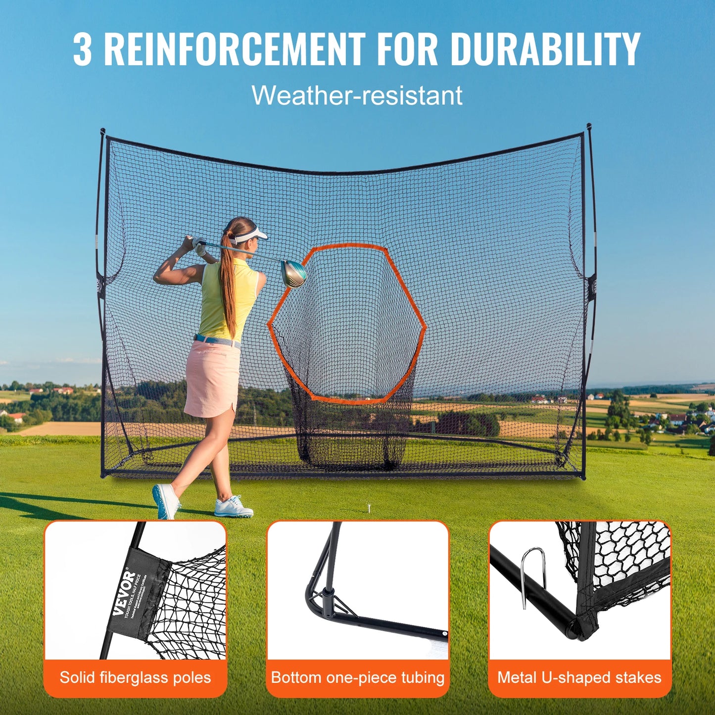 Golf Practice Hitting Net, Huge 10.8x7ft Golf Net, Personal Driving Range for Indoor /  Outdoor