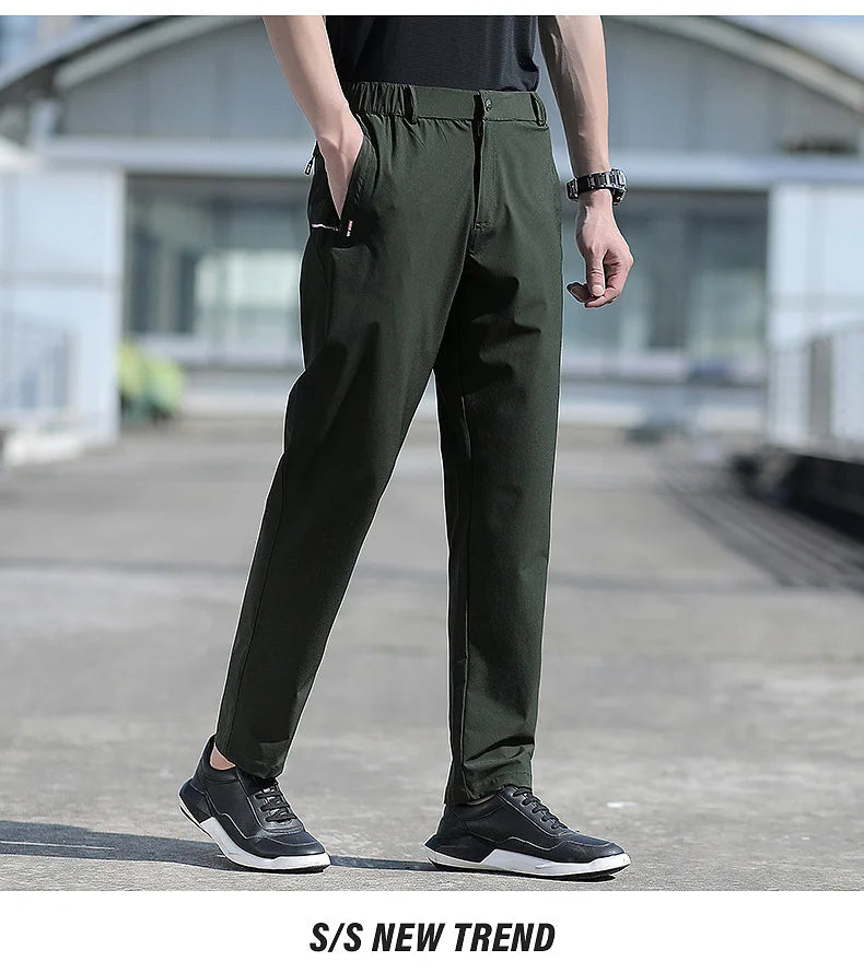 Men Summer Quick Dry Stretch Pants Plus Size Casual Sports Trousers Outdoor Golf Pants