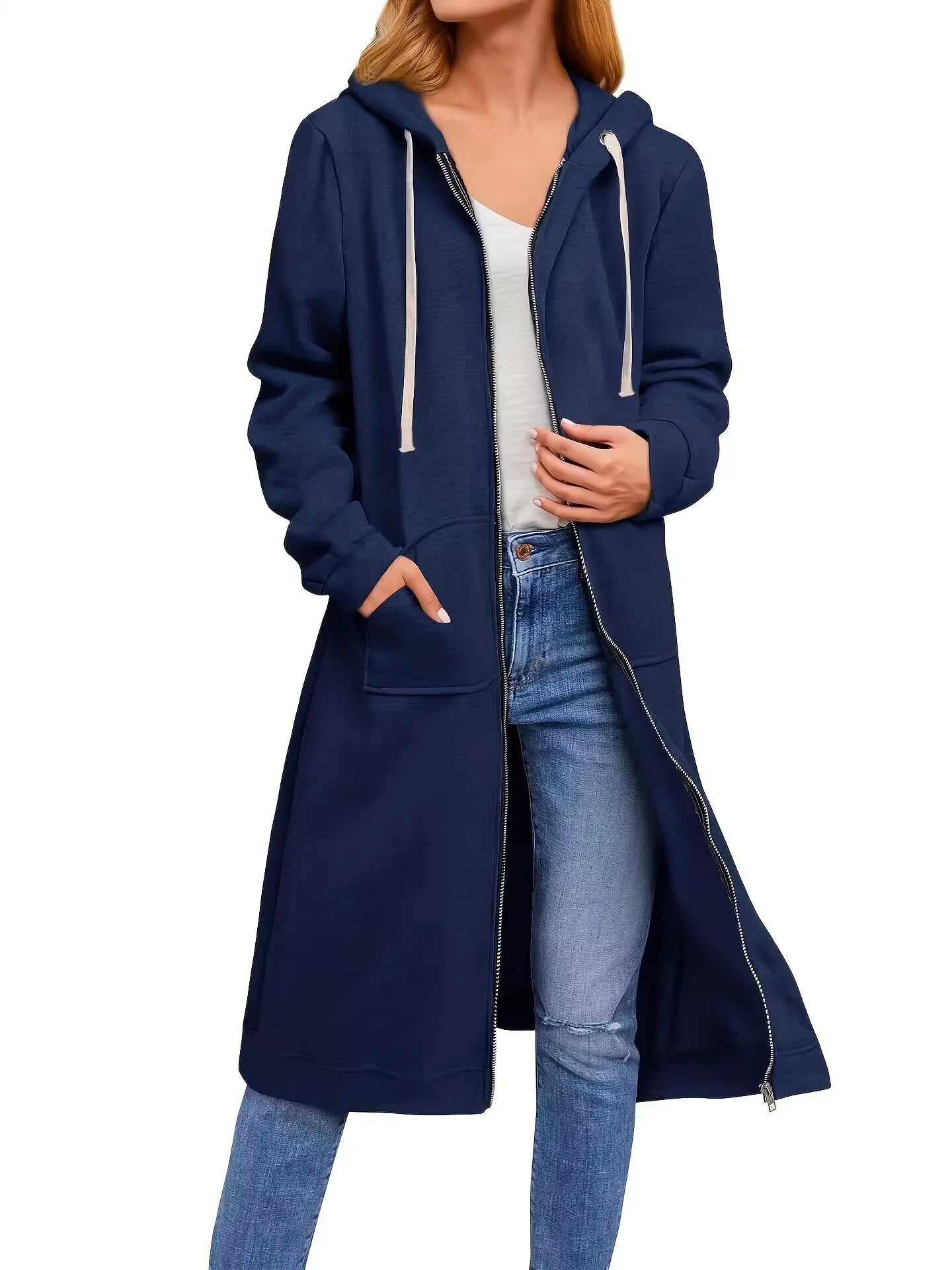 Plus Size Hoodies for Women Casual Full Zip Hoodies Comfortable Women's Long Fashionable Sweatshirts With Pockets