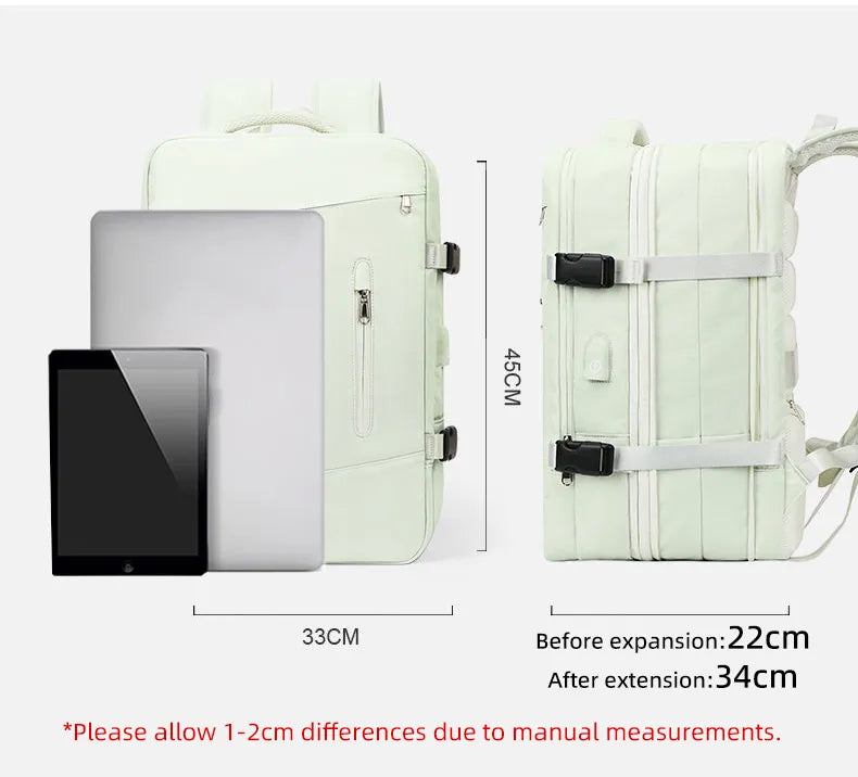 Extendible Travel Backpack Unisex Laptop Bag Large Luggage Bags Business USB Charger